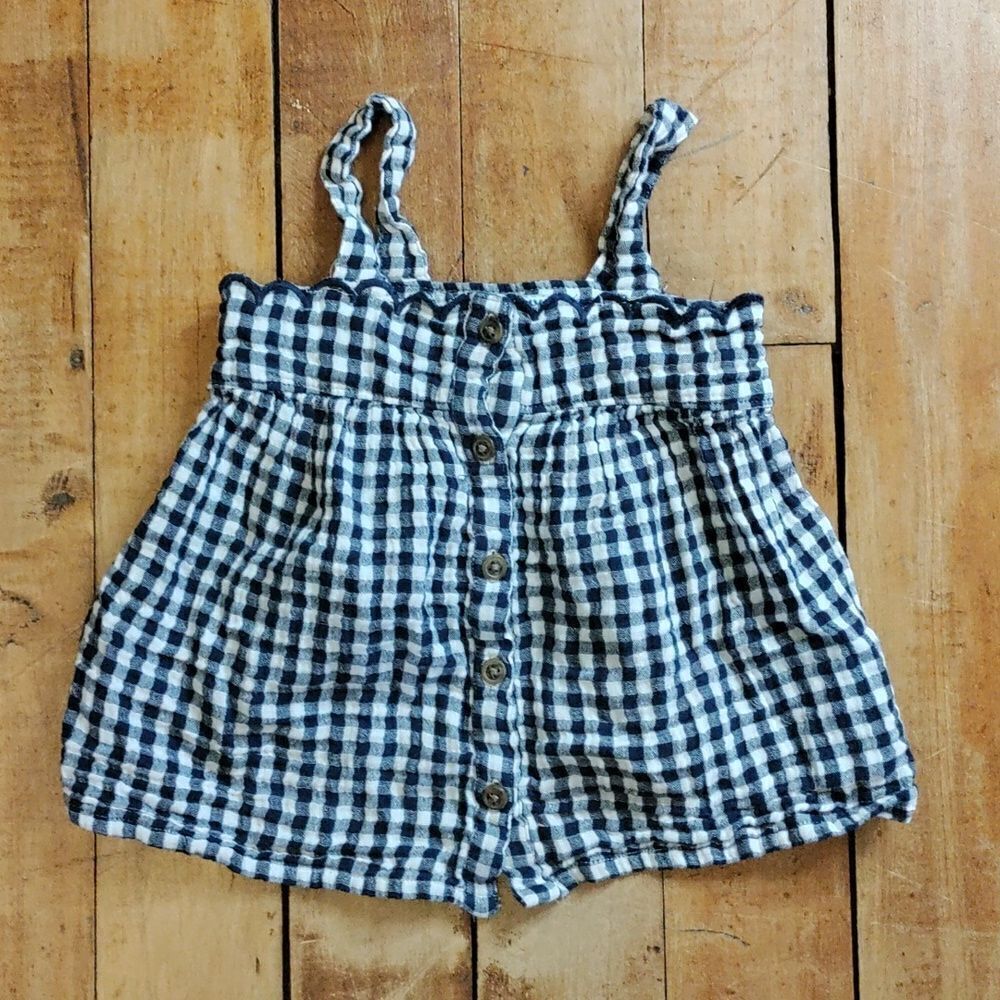 Old Navy Tank Top 2T Blue Gingham Cotton Spring Summer Boho